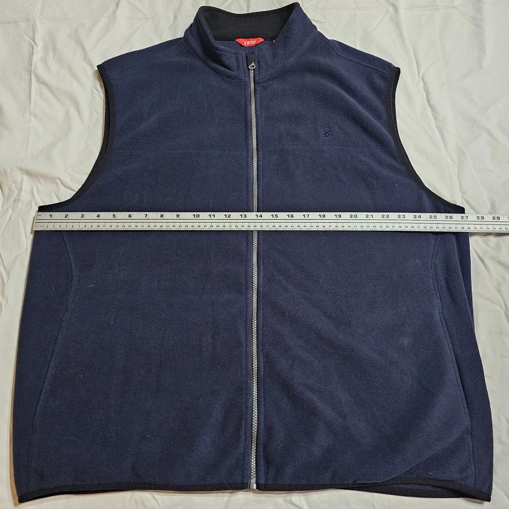 Izod Fleece Vest XXL Blue‎ Full Zip Pockets Golf